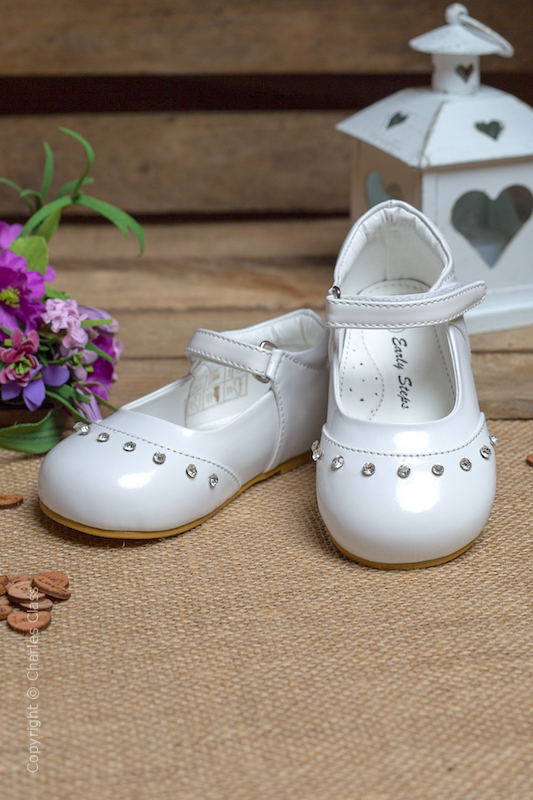 Girls White Fairy Sparkle Patent Leather Shoes